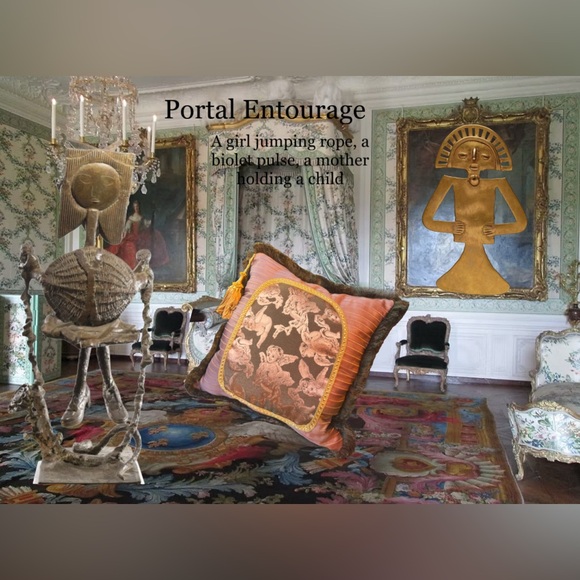 Violet and Green Accent Pillow - Luxury - Antique Pulse of Gaia